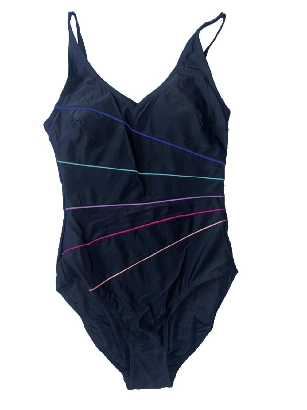 Woman's One Piece Bathing Suit Size S Small Slimming Black Multicolor NWOT